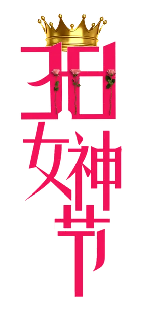 三八女神节38妇女节艺术字体素材艺术字图片 png透明背景免抠图