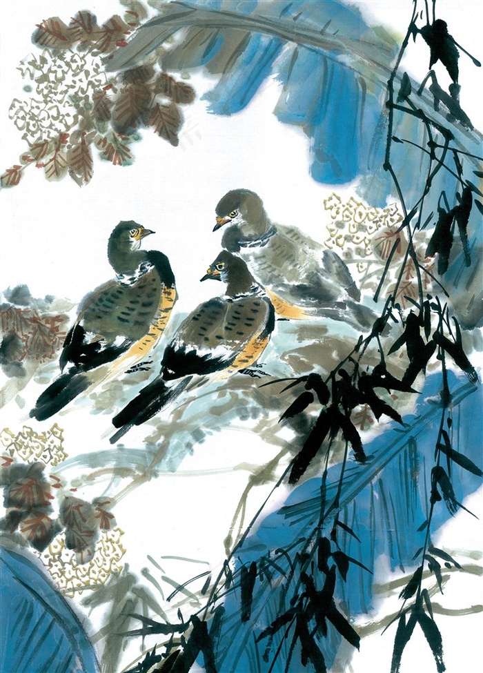 国画吉祥鸟欣赏花素材