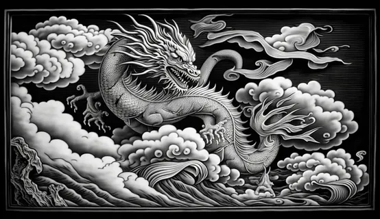 龙、生肖、节日、线条