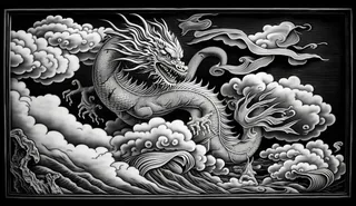 龙、生肖、节日、线条