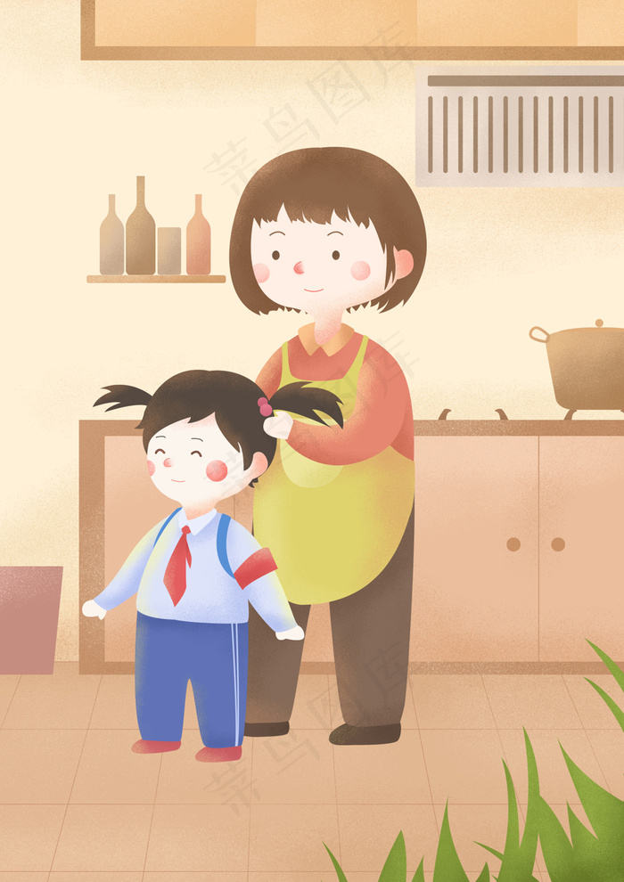 卡通手绘母亲节插画漫画素材