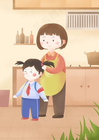 卡通手绘母亲节插画漫画素材