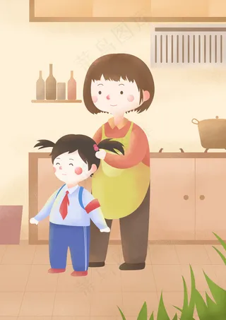 卡通手绘母亲节插画漫画素材