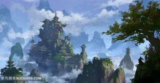 中国风CG修真手绘插画原画绘画图片