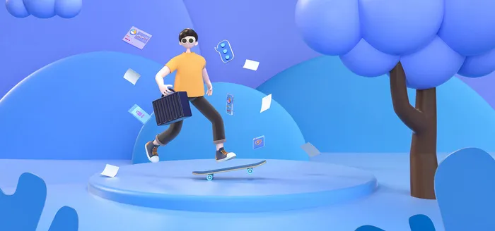 三维c4d商务立体3D蓝色场景