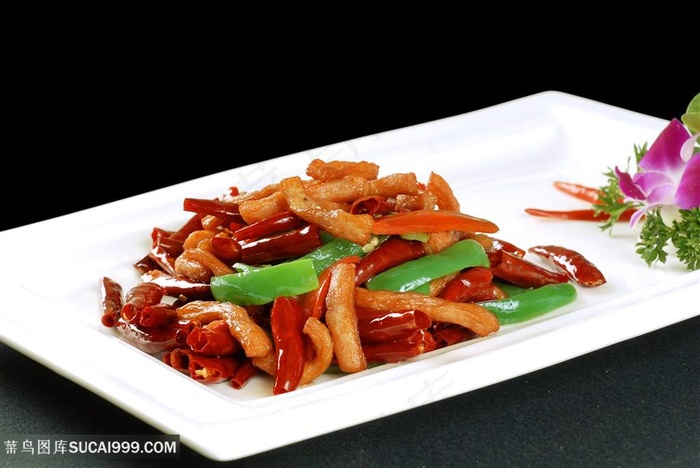 辣仔脆肉中华美食摄影图