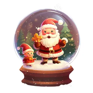 圣诞水晶球玩具礼物卡通插画免抠
