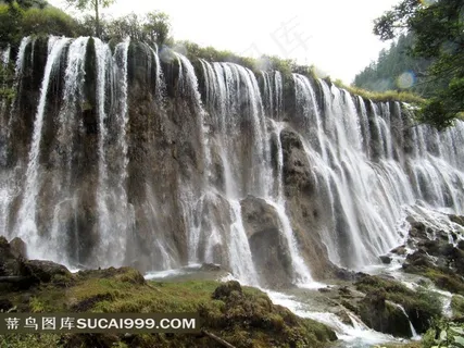 瀑布美景九寨诺日朗瀑布景区风光旅游图片素材