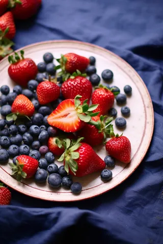 蓝莓草莓有机水果下午茶摄影图