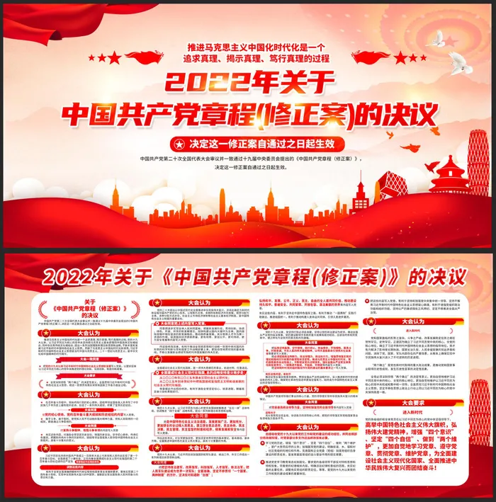 2022年中国共产党党章展板psd模版下载