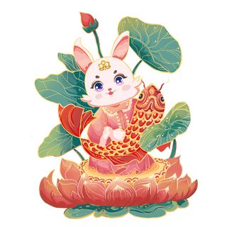 荷花兔 荷叶兔 锦鲤兔 兔年兔子 兔年元素