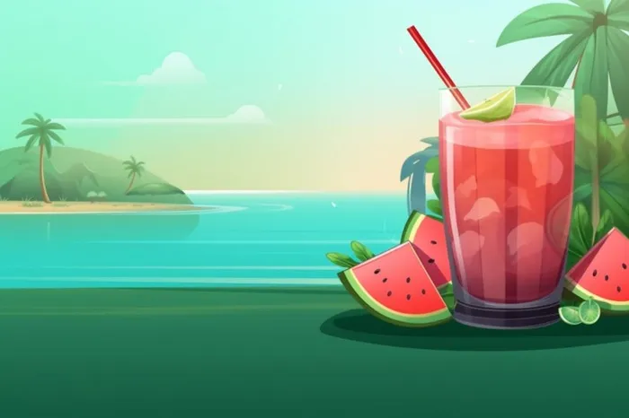 清新莲花夏日饮料西瓜汁背景(1344x896)