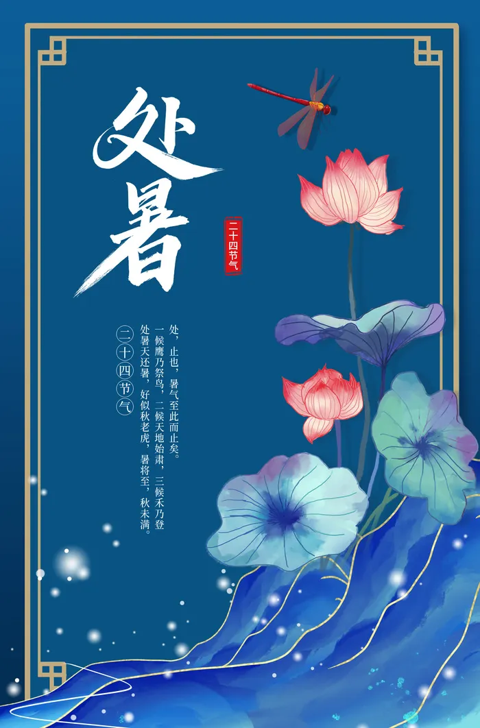 中国风传统节日处暑节气节日清新荷花海报