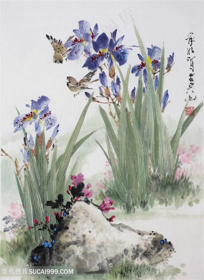 水墨兰花花鸟时尚装饰画