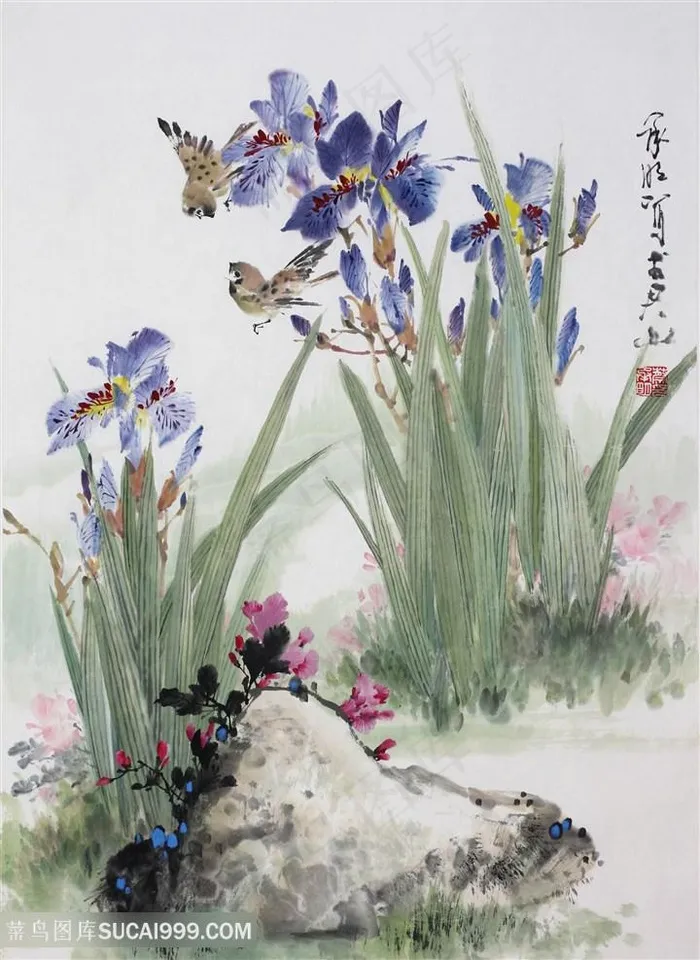 水墨兰花花鸟时尚装饰画