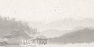 中国风传统水墨古风古典展板边框工笔画PS海报背景平面设计素材