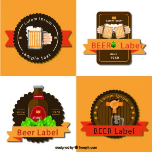 免抠创意啤酒标签ai矢量模版下载