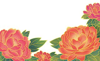 手绘国潮中国风古典牡丹花国花花卉装饰图案PSD设计素材