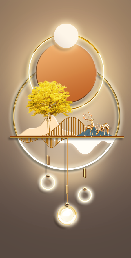 轻奢抽象麋鹿玄关装饰画