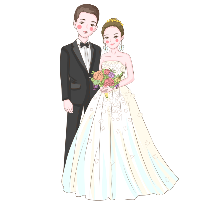 婚纱卡通人物婚礼白纱结婚婚纱摄影手绘