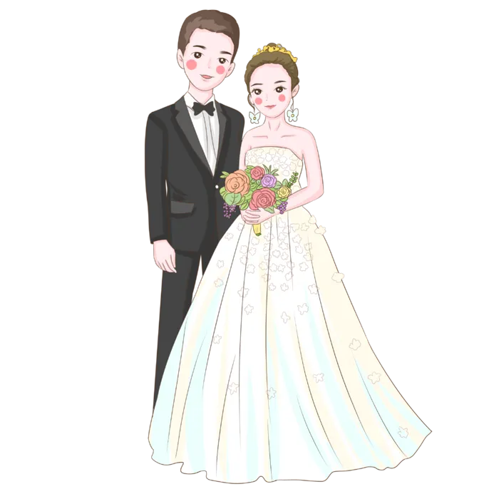 婚纱卡通人物婚礼白纱结婚婚纱摄影手绘