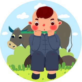 清明清明节卡通牧童吹笛子