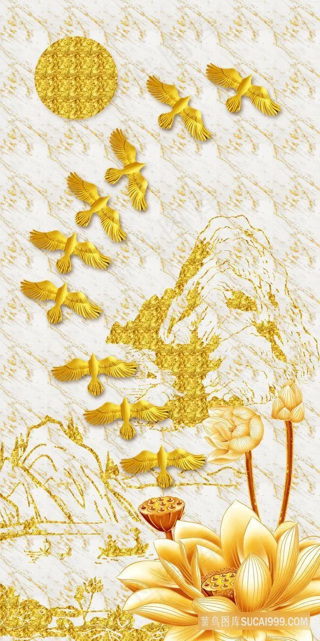 飞鸟莲花时尚插画