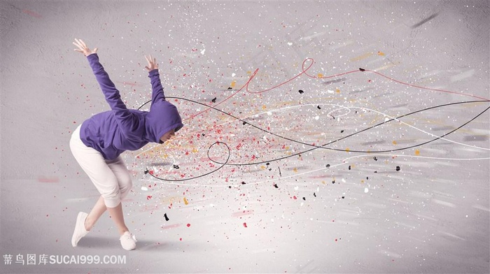 炫彩线条与舞者高清图片