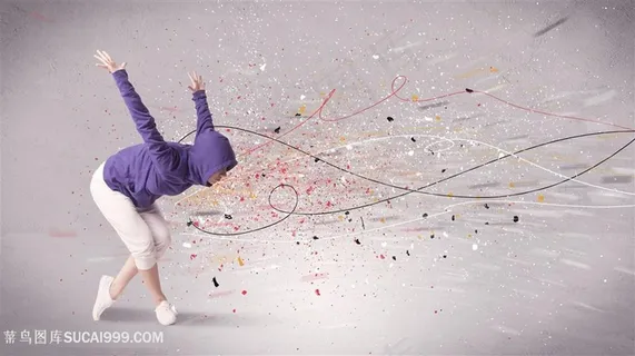 炫彩线条与舞者高清图片