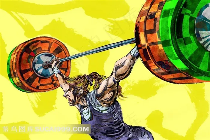 举重运动员插画素材
