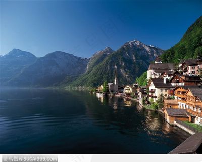 加勒比 湖光山色 欧式建筑