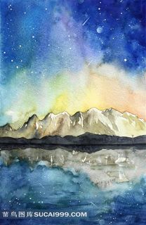 星空风景水彩画