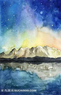 星空风景水彩画