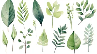 绿叶植物树叶茶壶免抠