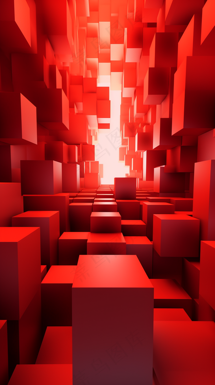 红色三维几何体架渲染背景(2448x4368)