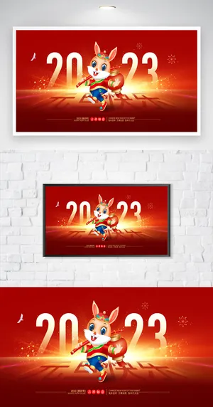 简洁2023兔年营销图片