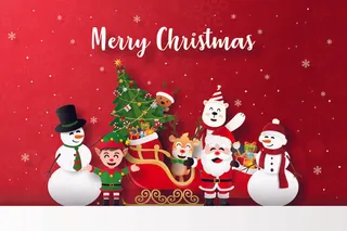 卡通圣诞节快乐红色背景