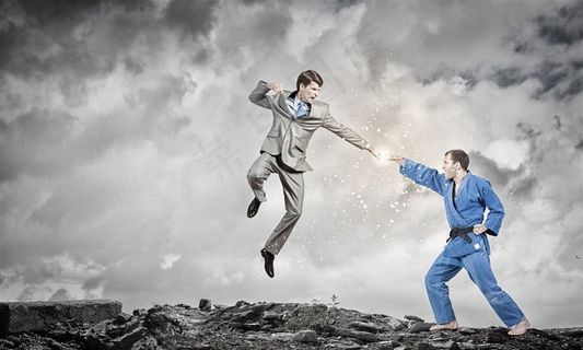 正在激烈打斗的商务人士素材