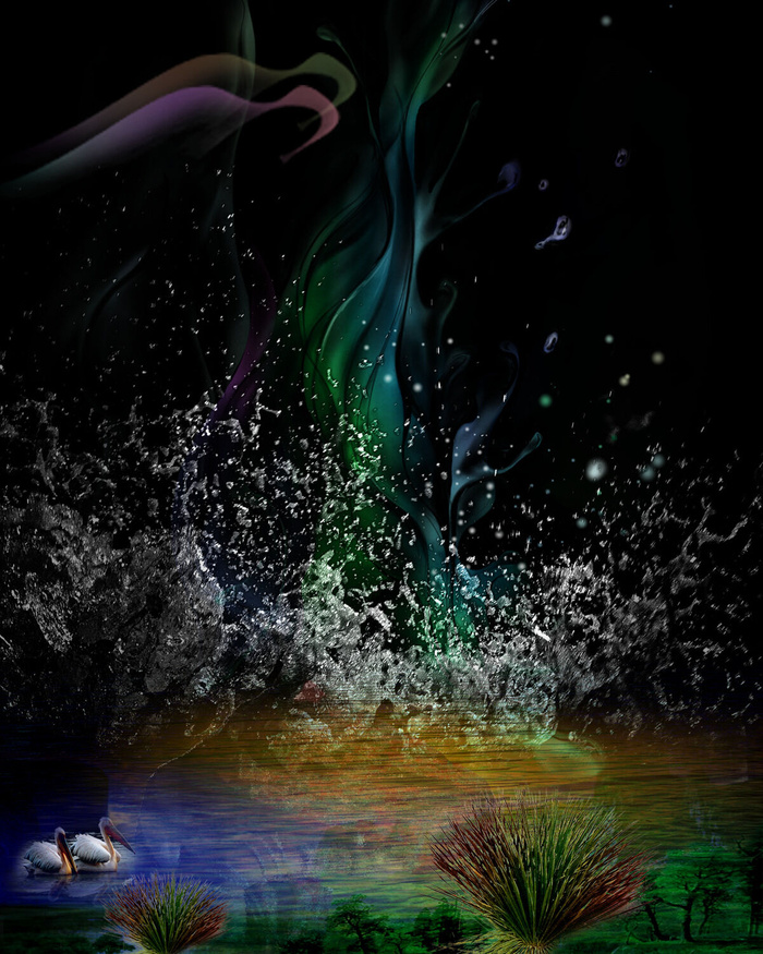 艺术水彩油画黑色背景psd模版下载