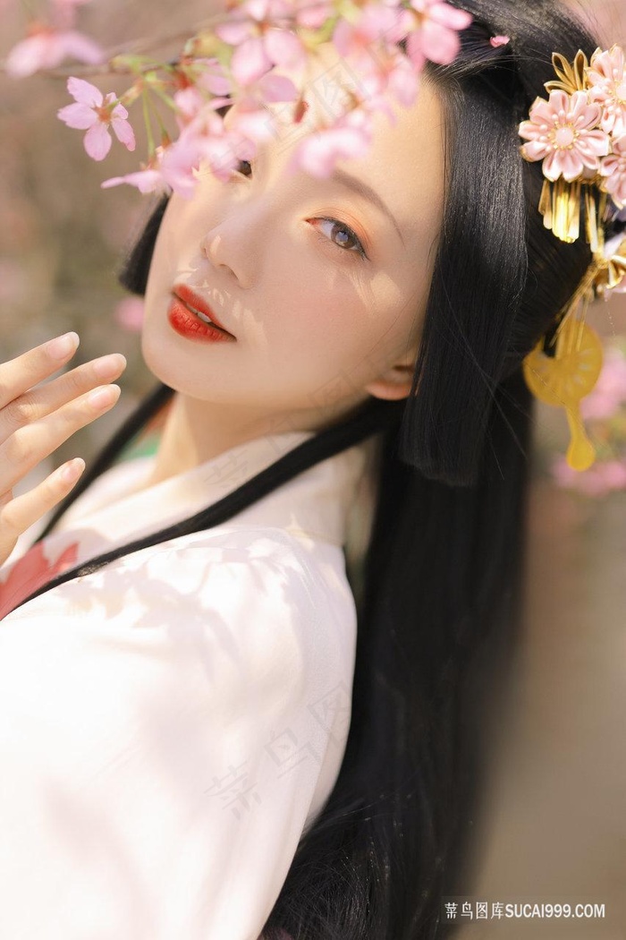 超清唯美樱花和服传统清纯少女写真图片