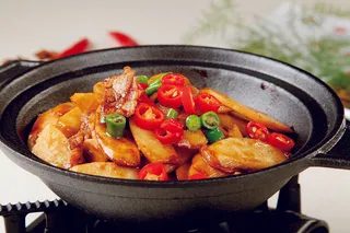 干锅美食焖锅湘菜麻辣香辣纸锅干锅铁板山药