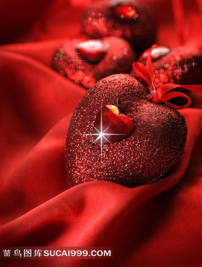 情人节红心钻石丝绸高清素材