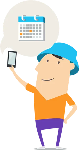 卡通人物手机日历科技kv主视觉素材