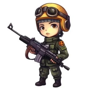 士兵军人拿着枪卡通免抠