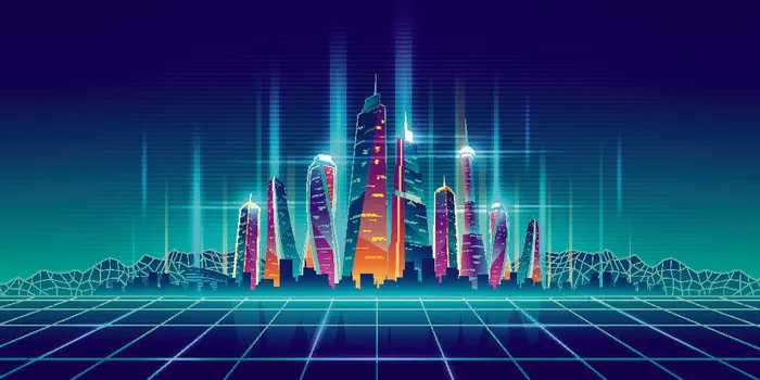时尚潮流赛博朋克元宇宙虚拟城市夜景Banner海报背景AI矢量图素材eps,ai矢量模版下载