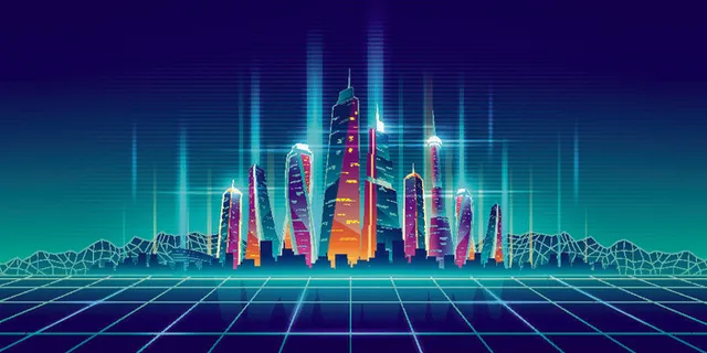 时尚潮流赛博朋克元宇宙虚拟城市夜景Banner海报背景AI矢量图素材 时尚潮流赛博朋克元宇宙虚拟城市夜景Banner海报背景AI矢量图素材