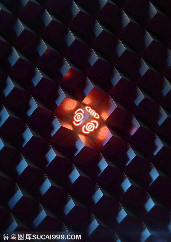 3D立体方块空间PPT海报C4D创意背景素材背景图片