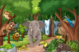 绿色林木可爱动物园