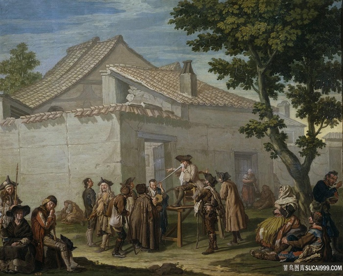 萨索，法国-村庄塞拉坦风景画