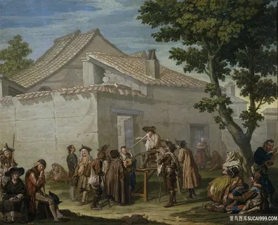 萨索，法国-村庄塞拉坦风景画